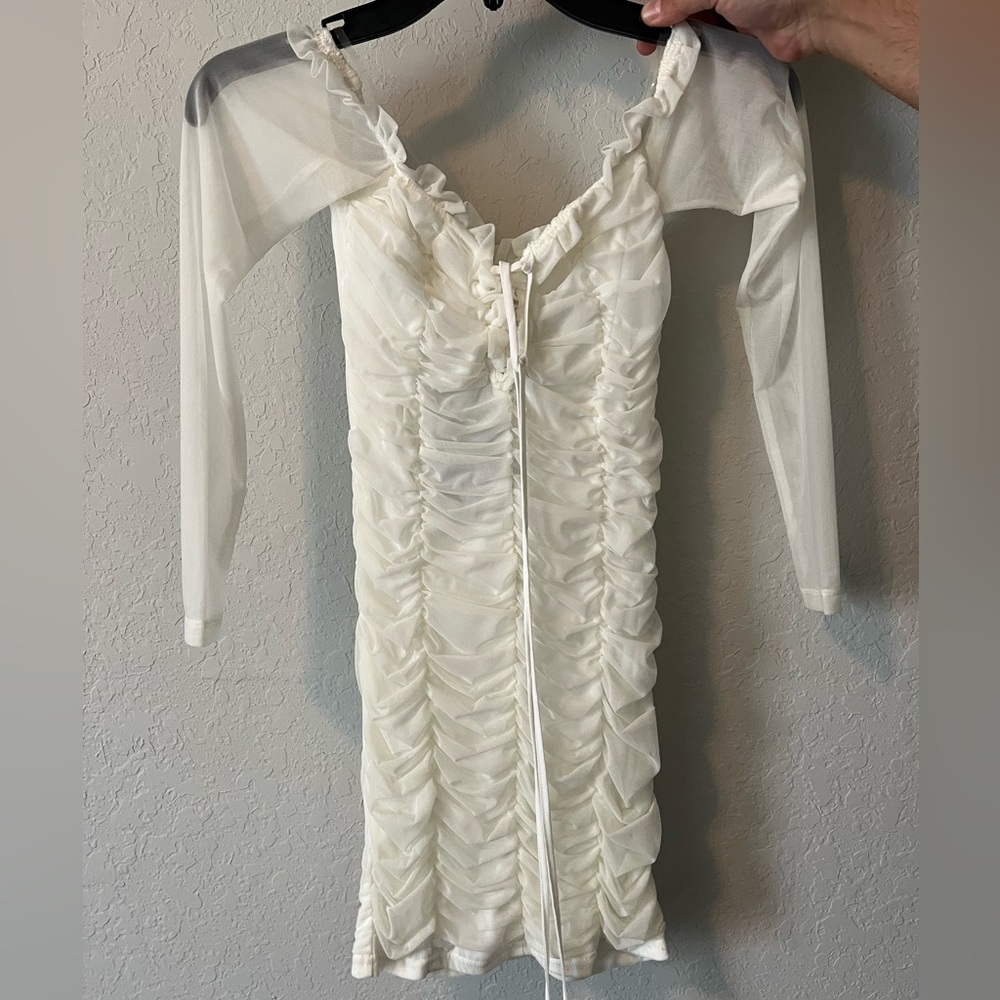 Ruched White Dress